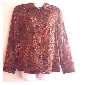 Coldwater Creek Paisley Corduroy Jacket